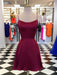 Cute Backless Burgundy Short Prom Dresses, Chic Burgundy Homecoming Dresses, Burgundy Short Evening Dresses