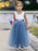 Blue Flower Girl Dresses Jewel Neck Sleeveless Sash Kids Party Dresses