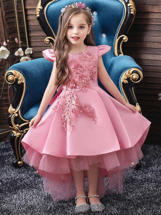 Flower Girl Dresses Jewel Neck Sleeveless Bows Kids Party Dresses