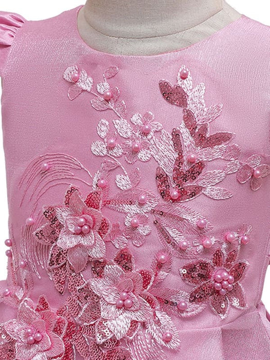 Flower Girl Dresses Jewel Neck Sleeveless Bows Kids Party Dresses