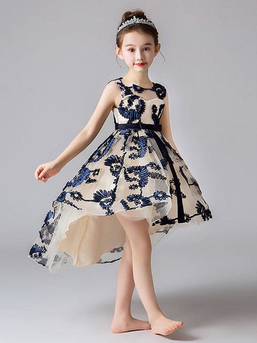 Flower Girl Dresses Jewel Neck Sleeveless Embroidered Kids Social Party Dresses