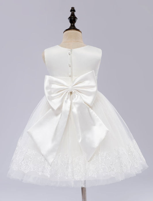 Flower Girl Dress White Pageant Dress Princess Sleeveless Knee Length Girl's Dinner Dress