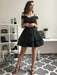 Cute Off Shoulder Layered Black Short Prom Dresses, Off Shoulder Layered Black Homecoming Dresses, Black Graduation Dresses, Evening Dresses