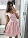 Cute Off The Shoulder Pink Homecoming Dresses Short Prom Dresses, Off Shoulder Pink Formal Dresses, Evening Dresses