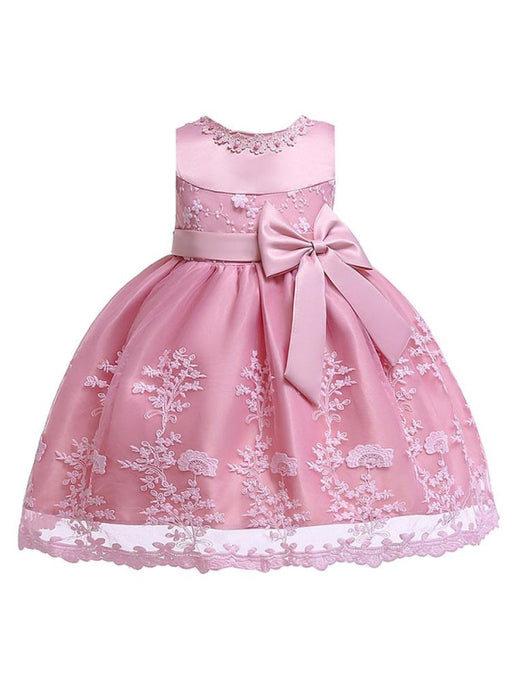 Flower Girl Dresses Lace Bow A Line Kids Short Formal Party Dress