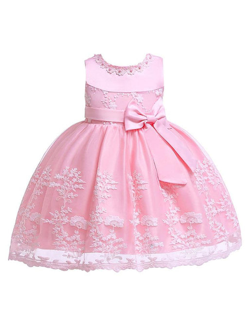 Flower Girl Dresses Lace Bow A Line Kids Short Formal Party Dress
