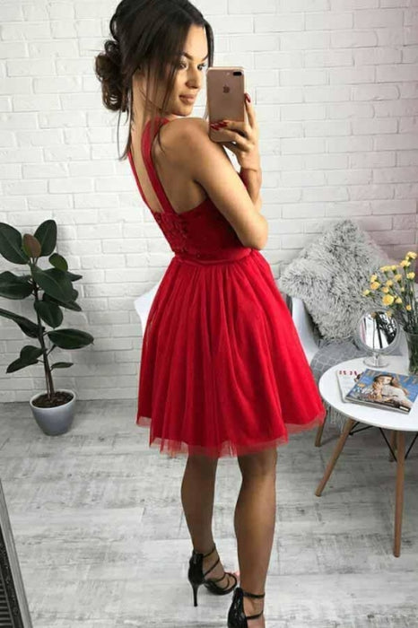 Cute Tulle Homecoming with Short Red Prom Dresses 2021 - Bridelily