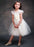 Satin Flower Girl's Dress Ball Gown Illusion Neck Short Sleeves Girl's Princess Formal Dress