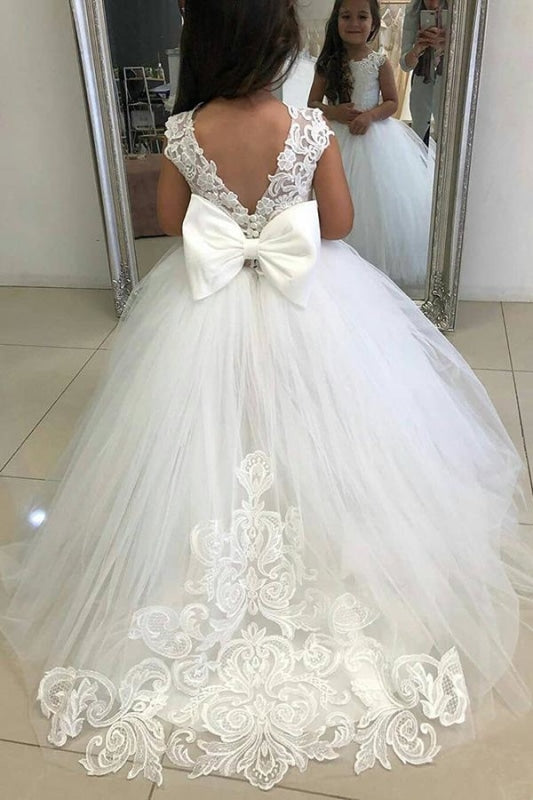 Wedding dresses for bride and baby girl.