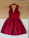 Cute V Neck Backless Layered Burgundy Short Prom Dresses Homecoming Dresses, Backless Burgundy Formal Graduation Evening Dresses, Burgundy Cocktail Dresses