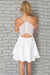 Cute V Neck White Short Prom Dresses with Lace Back, Short White Homecoming Formal Evening Dresses
