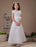 Sweet A-line White Satin Ankle-Length First Communion Dress 