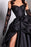 Elegant Black Taffeta Prom Dress with Sweetheart Neckline and Lace Gloves
