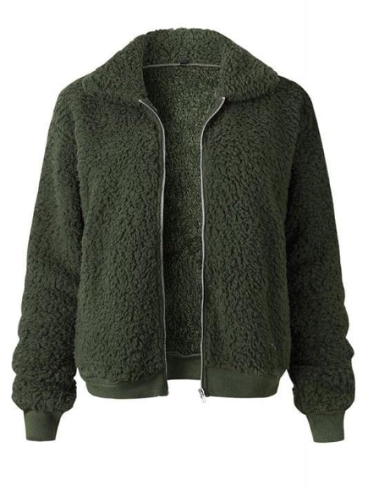 Daily Basic Winter Plus Size Regular Faux Fur Coats - Dark Green / S - womens furs & leathers