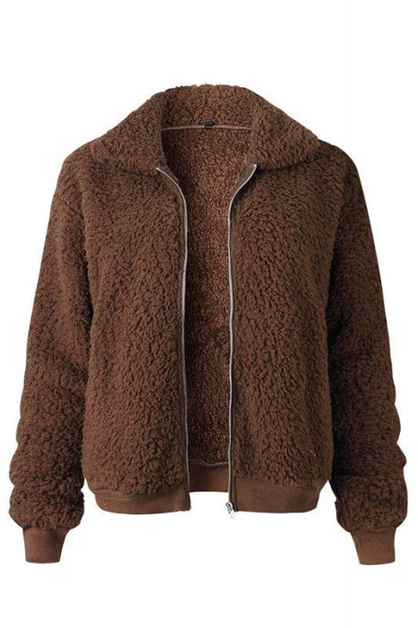 Daily Basic Winter Plus Size Regular Faux Fur Coats - Coffee / S - womens furs & leathers
