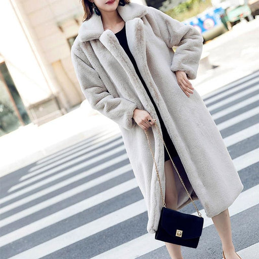 Daily Street Fashion Going out Winter Long Faux Fur Coat - Gray / S - womens furs & leathers