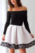 Dark Gray and Black Off the Shoulder Long Sleeve Short Homecoming Dresses with Lace - Prom Dresses