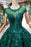 Dark Green Lace Ball Gown Prom With Beads Quinceanera Dress with Flowers - Prom Dresses