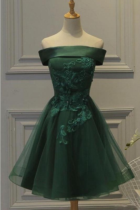 Dark Green Off Cute Short Formal Dresses For Juniors Cheap - Bridelily Dark Green Off Cute Short Formal Dresses For Juniors Cheap - Bridelily