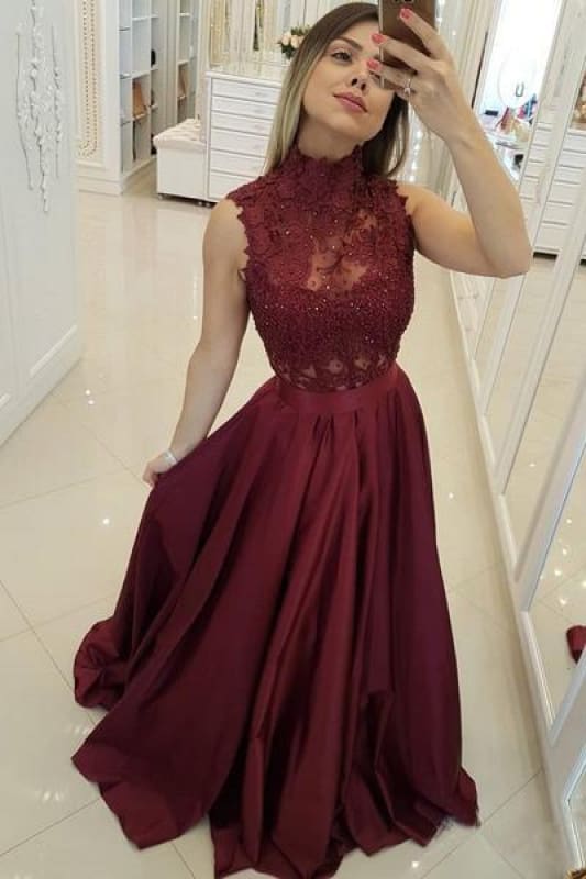 long red graduation dresses Dark High Neck Mermaid Prom 2021 Knee-Length Tulle Wedding Gown size-one-size-fits-all Picture Color Size:16-18 M