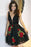 Deep V Neck Junior Homecoming Dresses with Flowers Sexy Lace Black Dress - Prom Dresses