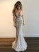 Deep V Neck tti Straps Mermaid Backless Lace Silver Prom Dresses with Sequins, Silver Formal Dresses with Train, Evening Dresses