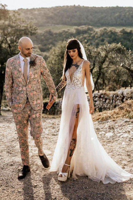 vintage beach style wedding dresses Backless Lace Beach Wedding Dresses Cheap Vintage Summer Wedding Dresses AWD1099