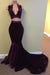 Deep V-neck Velvet Mermaid Two Piece Prom Dresses - Prom Dresses