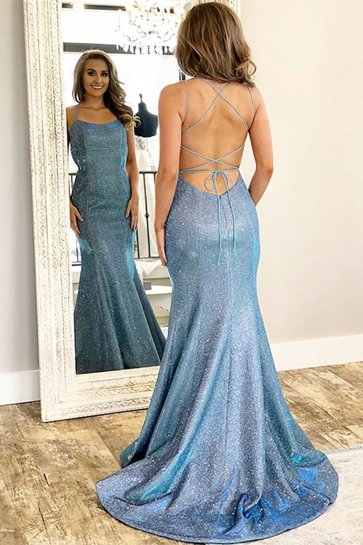 Long Evening Dress with Mermaid Style and Strings Back