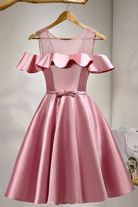 Dusty Rose Homecoming Prom Dresses Satin Cocktail Short Party Dress - Prom Dresses