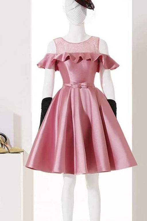 Dusty Rose Homecoming Prom Dresses Satin Cocktail Short Party Dress - Prom Dresses