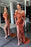 Elegant Burnt Orange Off-The-Shoulder Mermaid Split Prom Dress