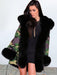 Electric Army Green Faux Fur Chubby Faux Fur Coats - Black / S - womens furs & leathers