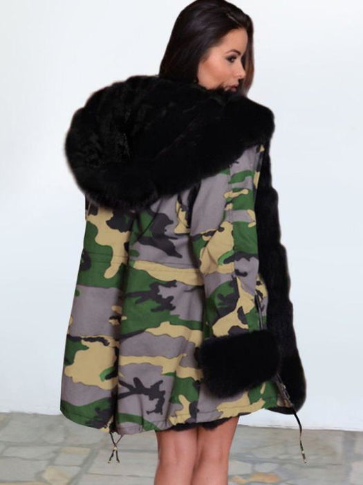 Electric Army Green Faux Fur Chubby Faux Fur Coats - womens furs & leathers
