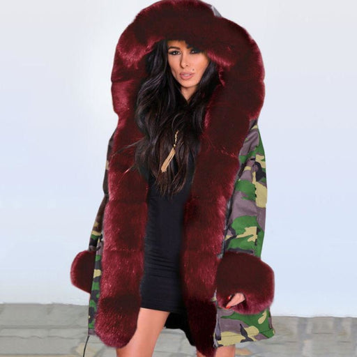 Electric Army Green Faux Fur Chubby Faux Fur Coats - womens furs & leathers