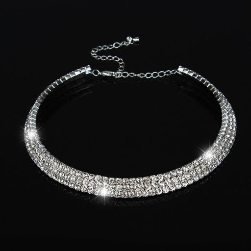 Elegant 3 Row Rhinestone Handmade Bridal Necklaces | Bridelily - necklaces