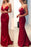 Elegant Awesome Excellent Simple Spaghetti Straps V Neck Dark Red Mermaid Long Evening Prom Dresses - Prom Dresses