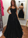 Elegant Backless Black Lace Tulle Long Prom Dresses, Backless Lace Black Formal Dresses, Black Lace Evening Dresses