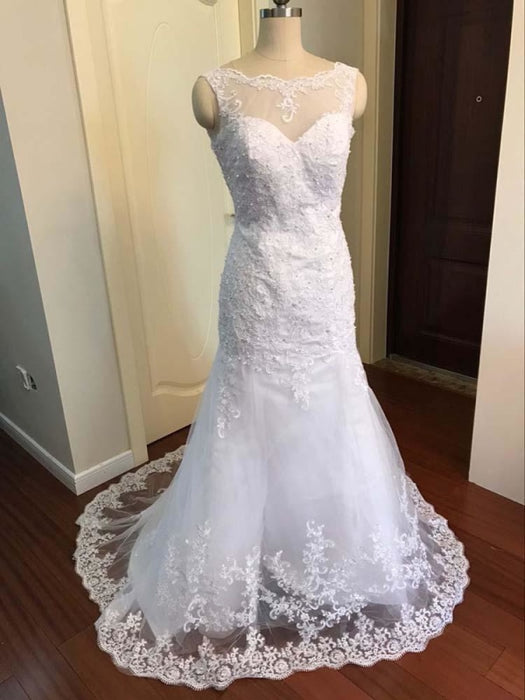 Elegant Beaded Tulle Mermaid Wedding Dresses - wedding dresses