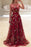 Elegant Burgundy Long A-line Sleeveless Prom with Flowers New Party Dress - Prom Dresses