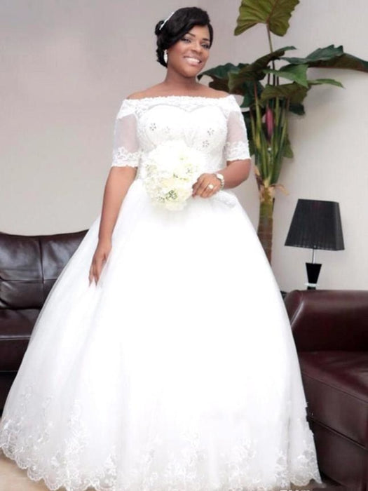 Elegant Cap Sleeve Lace Appliques A-Line Wedding Dresses - wedding dresses