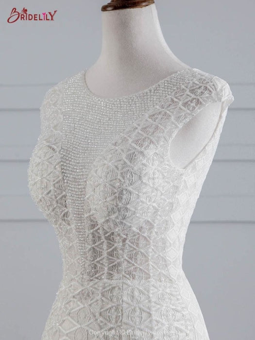 Elegant Cap Sleeves Lace-up Mermaid Wedding Dresses - wedding dresses