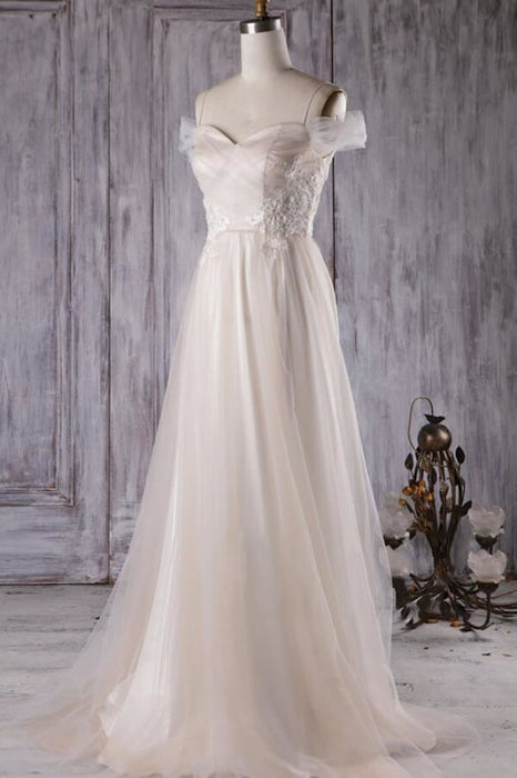 Elegant Cold-shoulder Sweep Train Wedding Dress - Wedding Dresses