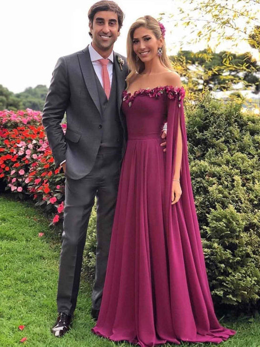 Elegant Floral Purple Chiffon Long Prom, Purple Formal Graduation Even Bridelily Elegant Floral Purple Chiffon Long Prom, Purple Formal Graduation Even Bridelily