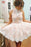 Elegant High Neck Homecoming with White Lace Sweet 16 Graduation Dress - Prom Dresses