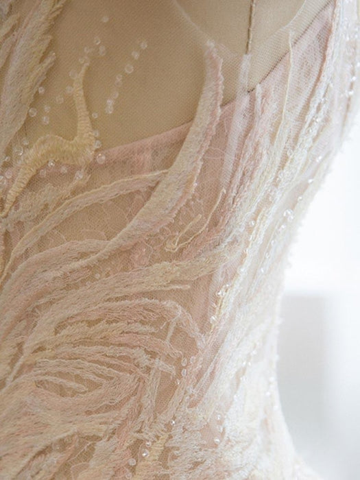 Elegant Lace A-Line Tulle Wedding Dresses - wedding dresses