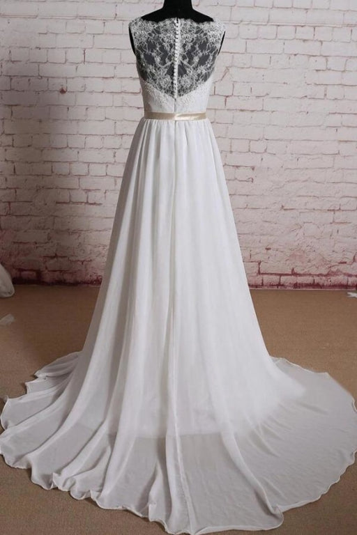Elegant Lace Chiffon A-line Wedding Dress - Wedding Dresses
