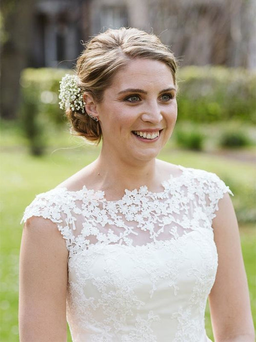 Elegant Lace Covered Button Short Wedding Dresses - wedding dresses
