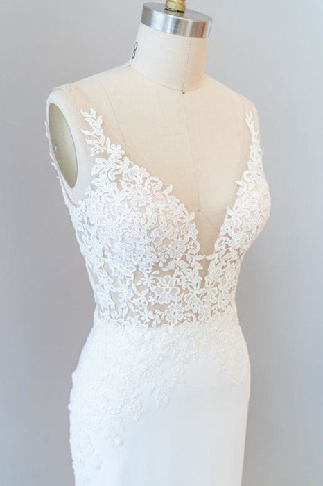 Elegant Lace Floor Length Mermaid Wedding Dress - Wedding Dresses