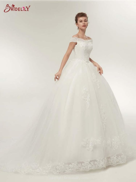 Elegant Lace-up Appliques Ball Gown Wedding Dresses - wedding dresses